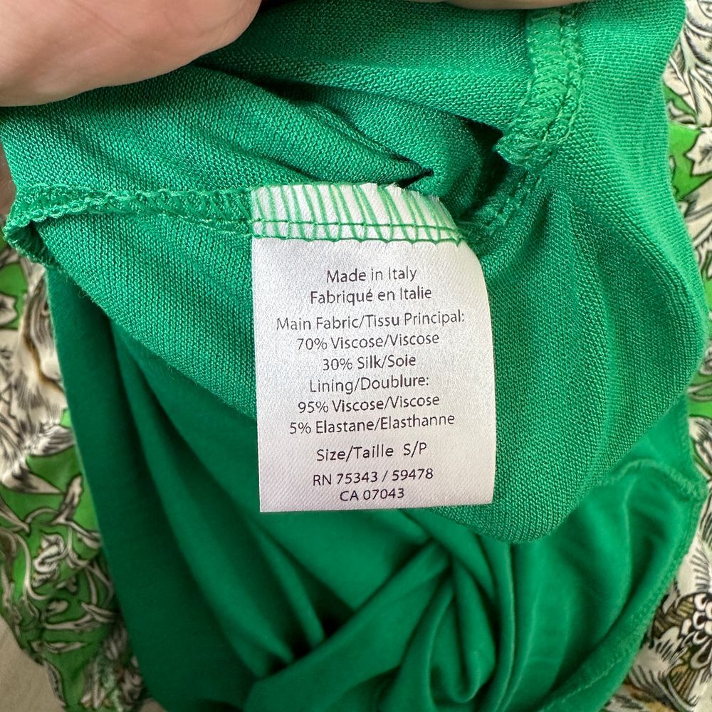 Le Ragazze Silk Blend Maxi Dress Womens S Floral Green VNeck Flutter Sleeve - Picture 7 of 7
